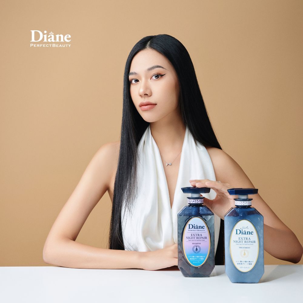 COMBO Dầu Gội Dầu Xả Phục Hồi Hư Tổn Ban Đêm Moist Diane Extra Night Repair  450ml*2