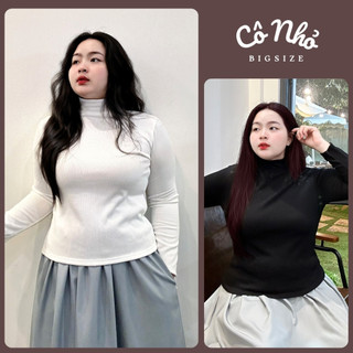 Áo Thun Bigsize Nữ Tay Dài Cổ Lọ Dáng Vừa Chất Nỉ Gân Co Giãn Dày Dặn Mua Thu Đông G216
