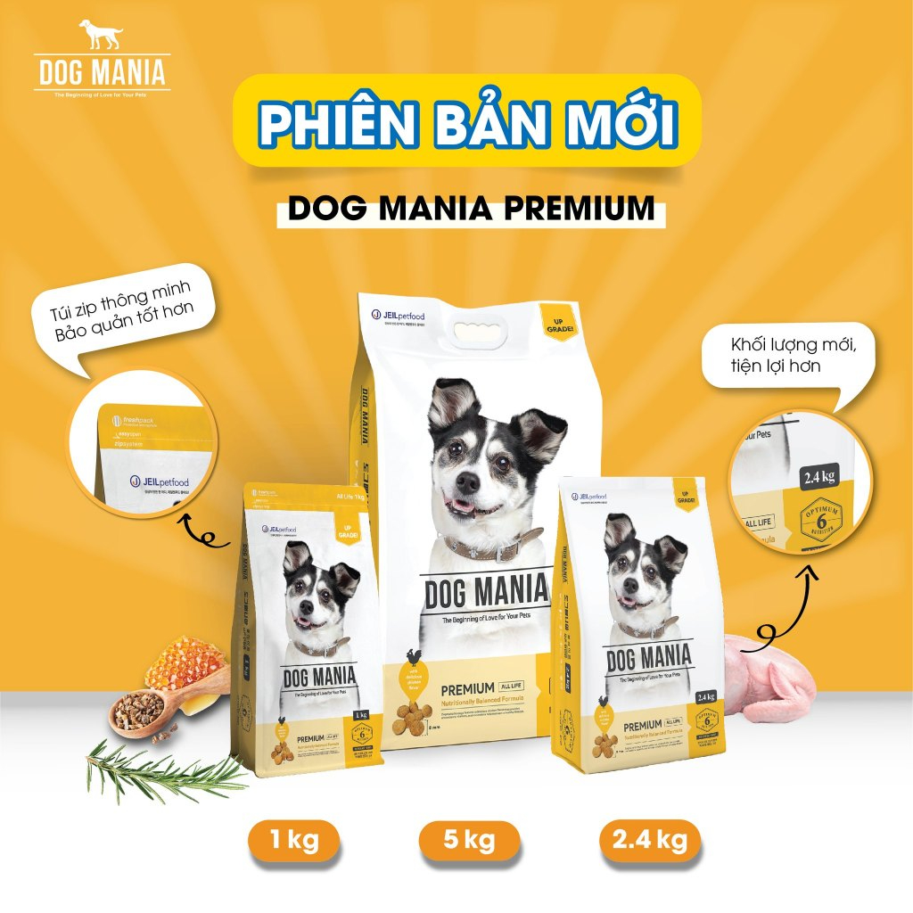 [5KG] DOG MANIA PREMIUM - Thức ăn hạt khô cho chó mọi lứa tuổi Dog Mania PREMIUM