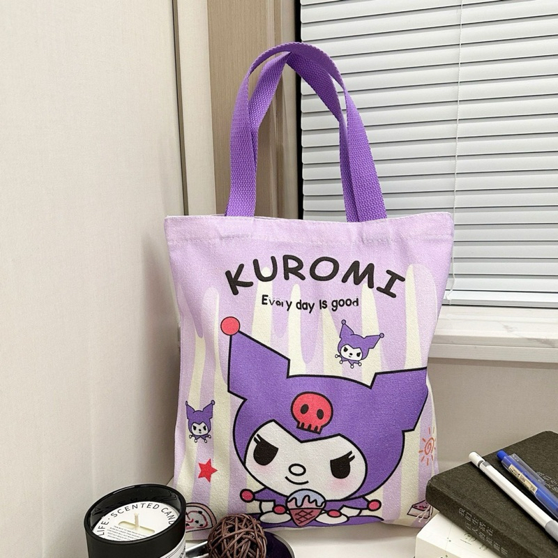 Túi tote vải canvas hình Kuromi Cinnamoroll (ko có dây kéo) | Shopee ...