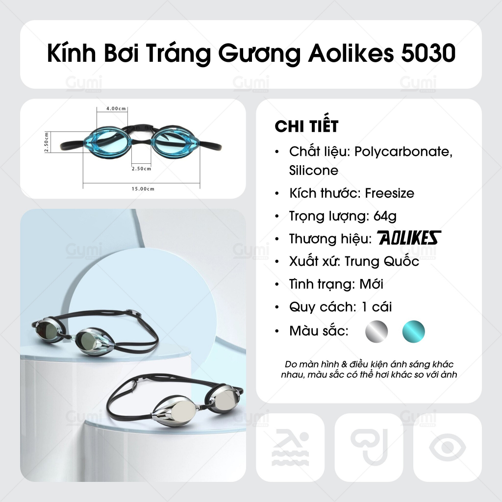 Kính Bơi Tráng Gương Aolikes 5030 Chống Nước, Chống Tia UV, Chống Sương Mù Cho Nam Và Nữ - AL5030