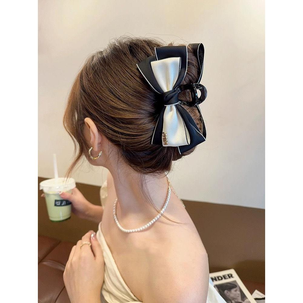 Kẹp Tóc Cá Mập Thắt Nơ Lớn Đính Chữ Min Phong Cách Retro Hàn Quốc Phụ Kiện Tóc Cho Nữ Empoli