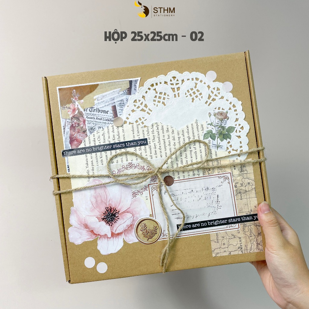 Hộp quà Handmade Vintage - Chỉ bao gồm hộp và giấy gói bên trong - STHM ...