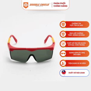 Kính Bảo Hộ Cao Cấp Chính Hãng Tia UV Trẻ Em DOUBLE SHIELD 9091S RDG15 Đài Loan Tròng Râm/ Gọng Đỏ