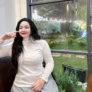 Áo Thun Bigsize Nữ Tay Dài Cổ Lọ Dáng Vừa Chất Nỉ Gân Co Giãn Dày Dặn Mua Thu Đông G216