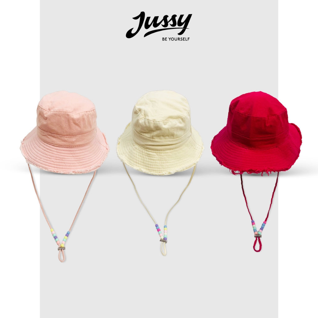 Mũ Bucket Tua Rua Dây Quai Đính Hạt Xinh Xắn JB43 Jussy Fashion Kiểu Nón Tai Bèo Nam Nữ Có Dây Rút Thu to Nhỏ