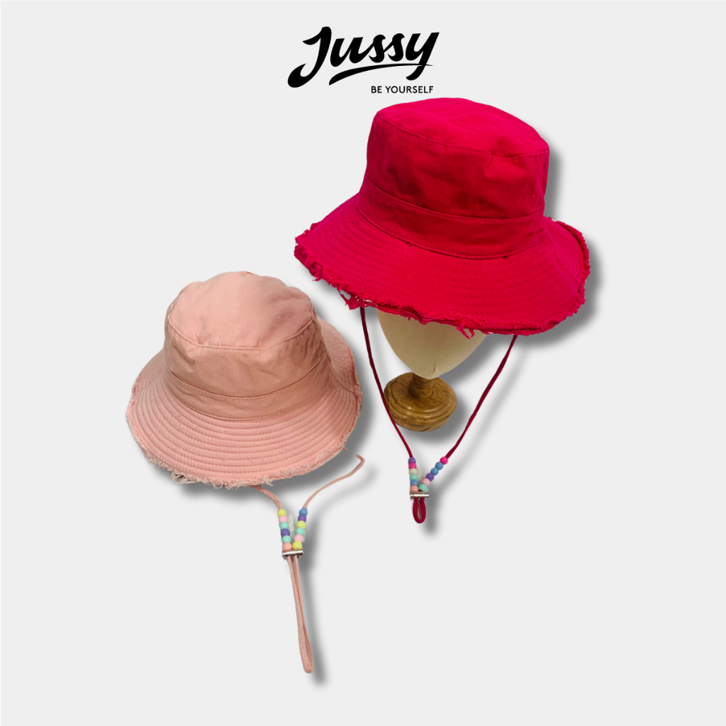 Mũ Bucket Tua Rua Dây Quai Đính Hạt Xinh Xắn JB43 Jussy Fashion Kiểu Nón Tai Bèo Nam Nữ Có Dây Rút Thu to Nhỏ