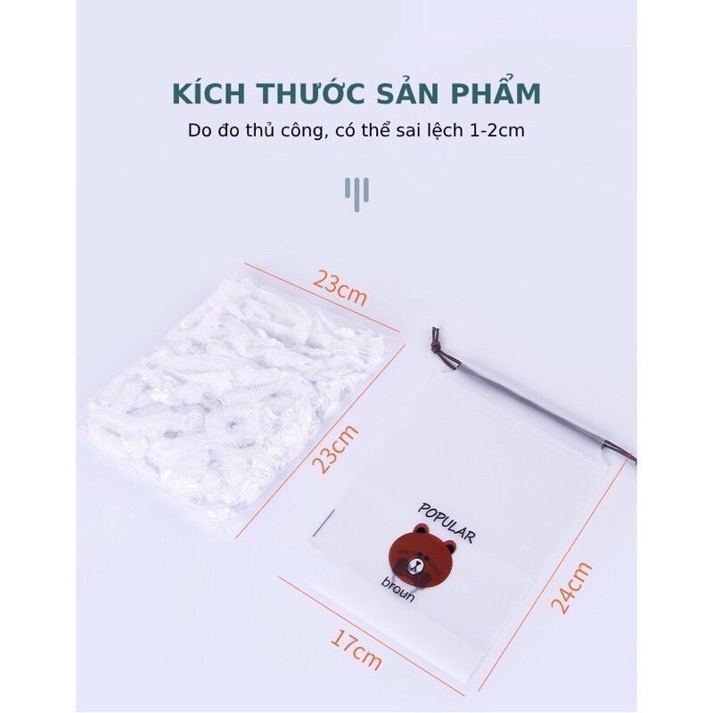 SET 100 MÀNG BỌC THỰC PHẨM KÈM TÚI GẤU - BỌC THỰC PHẨM CO GIÃN SIÊU DAI CÓ CHUN