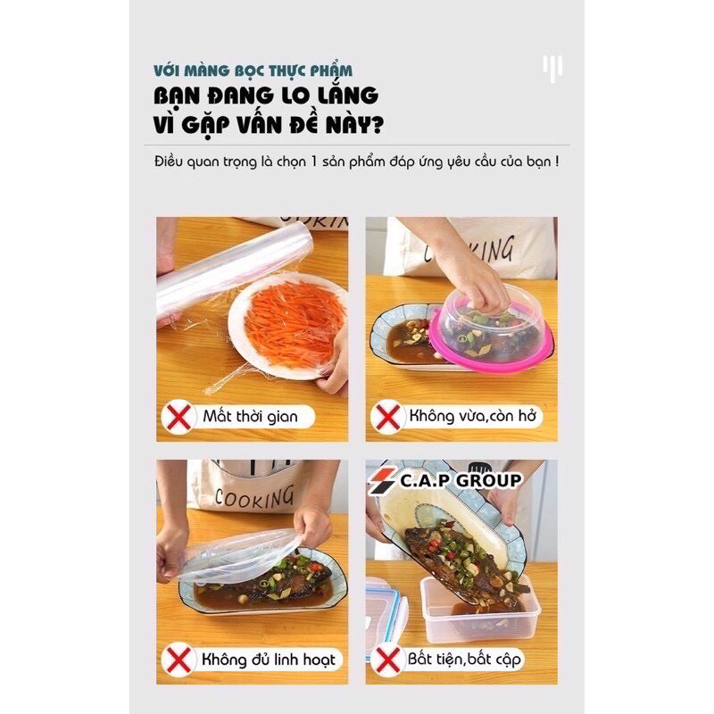 SET 100 MÀNG BỌC THỰC PHẨM KÈM TÚI GẤU - BỌC THỰC PHẨM CO GIÃN SIÊU DAI CÓ CHUN