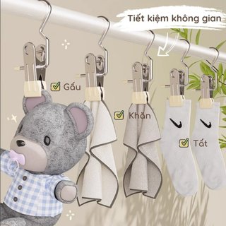 Combo 5 móc kẹp đơn inox treo quần áo,mũ,nón,tất vớ,móc inox đầu bọc nhựa PVC chống tuột chắc chắn đa năng tiện lợi {H}