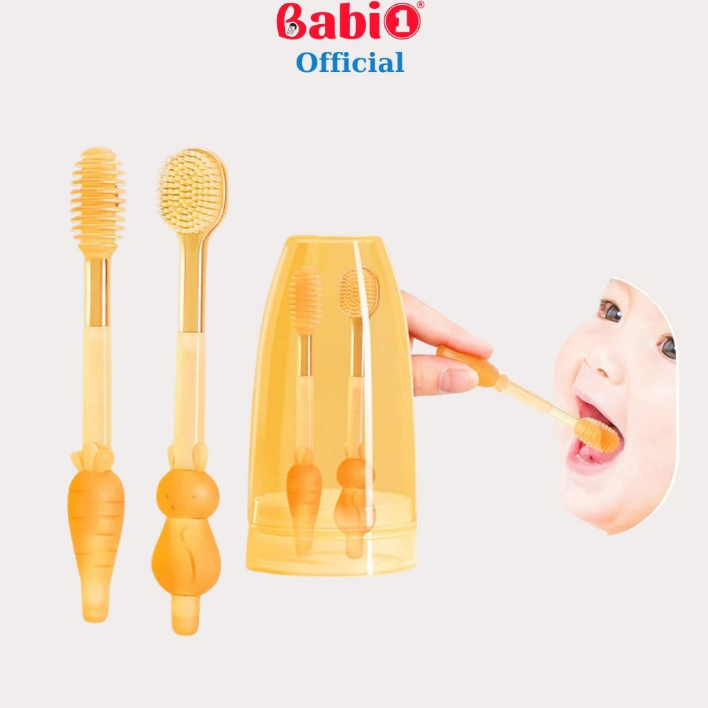 Set Rơ Lưỡi Bàn Chải Silicon Babi 1 Chăm Sóc Răng Miệng Cho Bé