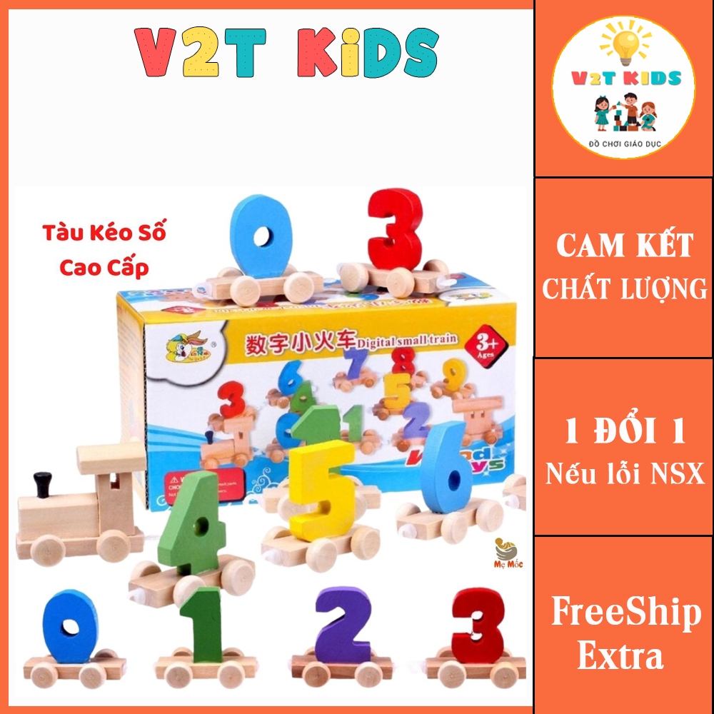 Đồ chơi tàu lửa kéo số bằng gỗ