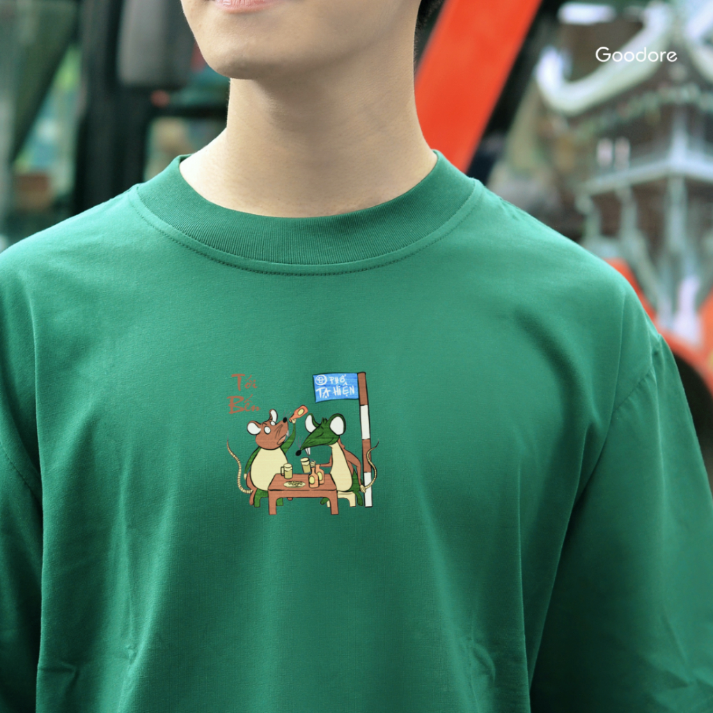 Áo thun Oversize unisex nam nữ Goodore BST Đông Hồ Street mẫu Tới Bến chất liệu cotton 230gsm thoáng mát năng động
