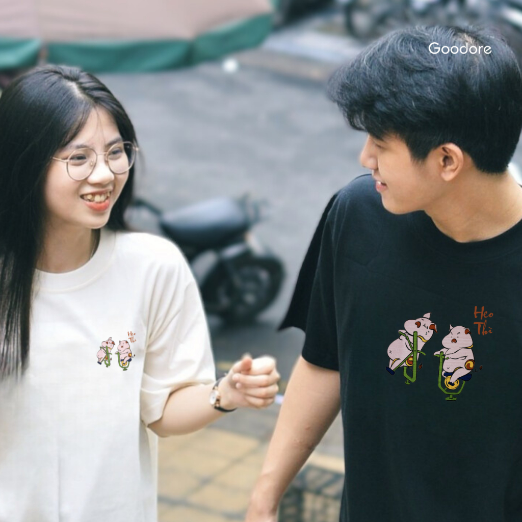 Áo thun Oversize unisex nam nữ Goodore BST Đông Hồ Street mẫu Heo Thì mini chất liệu cotton 230gsm thoáng mát năng động
