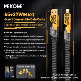 Cáp sạc nhanh đa năng 2in2 WK Design WDC-25 TypeC / USB to TypeC / LN PD 65W / 27W, dài 1.2M - Nhất Tín Computer