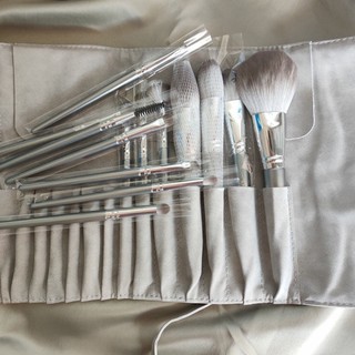Túi Hộp Đựng Cọ Trang Điểm Nhiều Ngăn Gấp Gọn Có Nút Đóng Chứa Đồ Makeup Nhẹ Tiện Lợi Mang Du Lịch