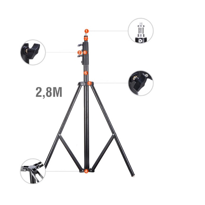 Chân đèn rời cao cấp 2m1 và 2m8 - Chân đèn livestream hợp kim nhôm hàng cao cấp