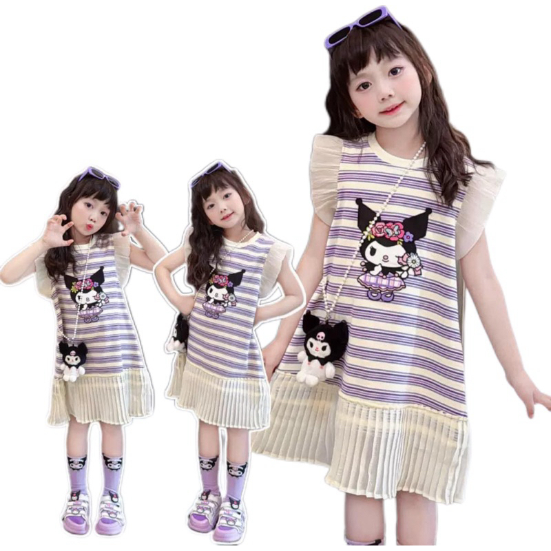 DL31(10-30kg)váy kẻ cotton hoạ tiết phối vải tơ cho bé - váy thiết kế chất cotton siêu xinh thoáng mát cho bé gái