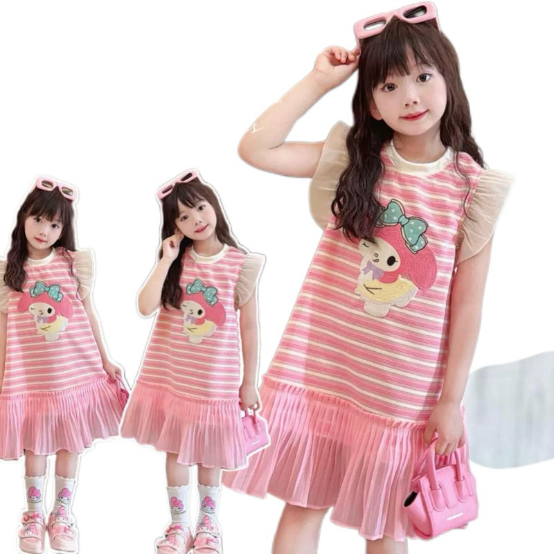 DL31(10-30kg)váy kẻ cotton hoạ tiết phối vải tơ cho bé - váy thiết kế chất cotton siêu xinh thoáng mát cho bé gái
