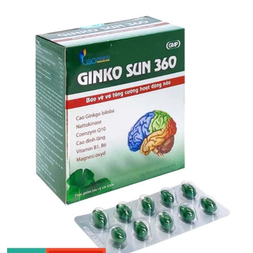 Hoạt huyết dưỡng não GINKO SUN 360 - Bảo vệ và tăng cường hoạt động não ginkgo hộp 100 viên