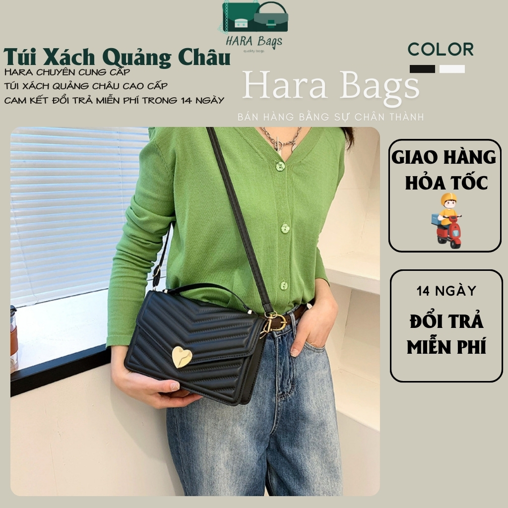Túi Xách Nữ Đeo Chéo Cầm Tay Khóa Tim Mạ Vàng Đi Chơi Sang Trọng Mẫu Mới [Cam Kết Túi Nhập Quảng Châu] HARA Túi Xách