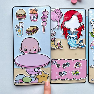Đồ chơi bóc dán ngôi nhà nhỏ của bé Tiên Cá - Little Mermaid - Búp bê giấy Pighandmade