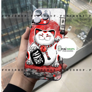 Tấm dán Skin Mặt Sau Mẫu Mèo Thần Tài MS034 FULL VIỀN 15promax , 14promax , 13promax , 12promax , 11promax  - FukiShop