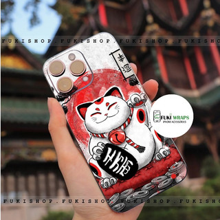 Tấm dán Skin Mặt Sau Mẫu Mèo Thần Tài MS034 FULL VIỀN 15promax , 14promax , 13promax , 12promax , 11promax  - FukiShop