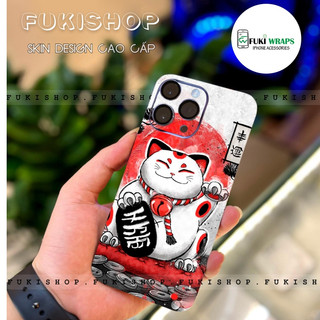 Tấm dán Skin Mặt Sau Mẫu Mèo Thần Tài MS034 FULL VIỀN 15promax , 14promax , 13promax , 12promax , 11promax  - FukiShop