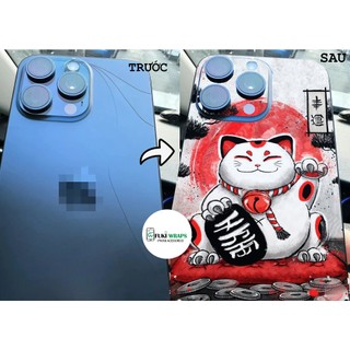 Tấm dán Skin Mặt Sau Mẫu Mèo Thần Tài MS034 FULL VIỀN 15promax , 14promax , 13promax , 12promax , 11promax  - FukiShop