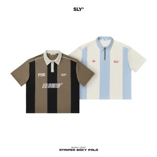 Áo Polo Boxy Stripes SLY Cotton 2 phối màu Form rộng