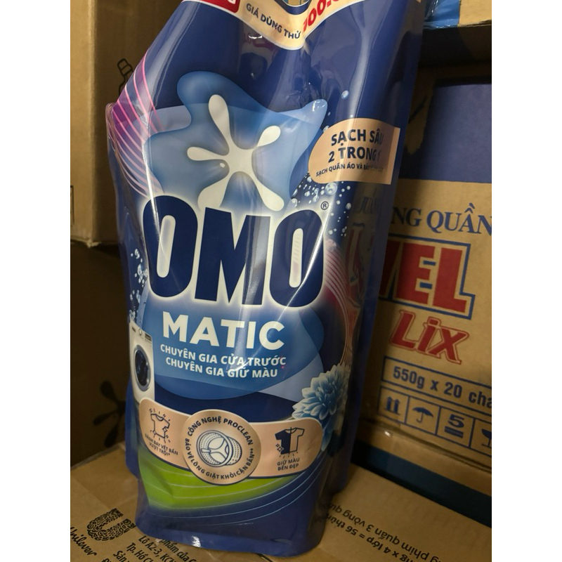 Nước Giặt OMO Matic Bền Đẹp Cho Máy Giặt Cửa Trước Túi 1.8kg