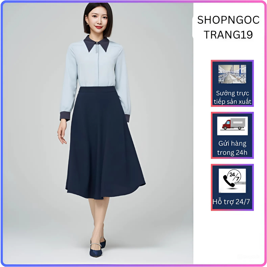 Chân Váy Xòe 70cm Tôn Eo Che Khuyết Điểm Bụng_SHOPNGOCTRANG19_Chất Liệu Vitex