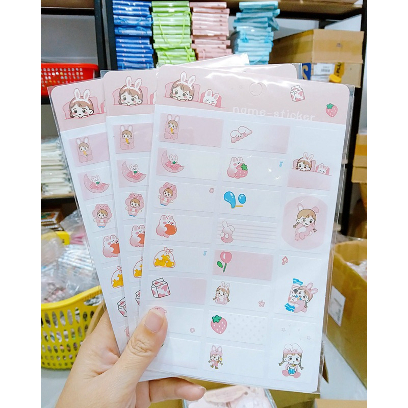Name sticker, nhãn dán họ tên trang trí ghi chú nhiều mẫu ngẫu nhiên ...