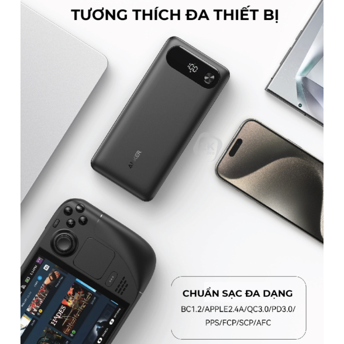 Sạc dự phòng Anker A1383 dung lượng 20000mAh, tích hợp sẵn cáp Type C ...