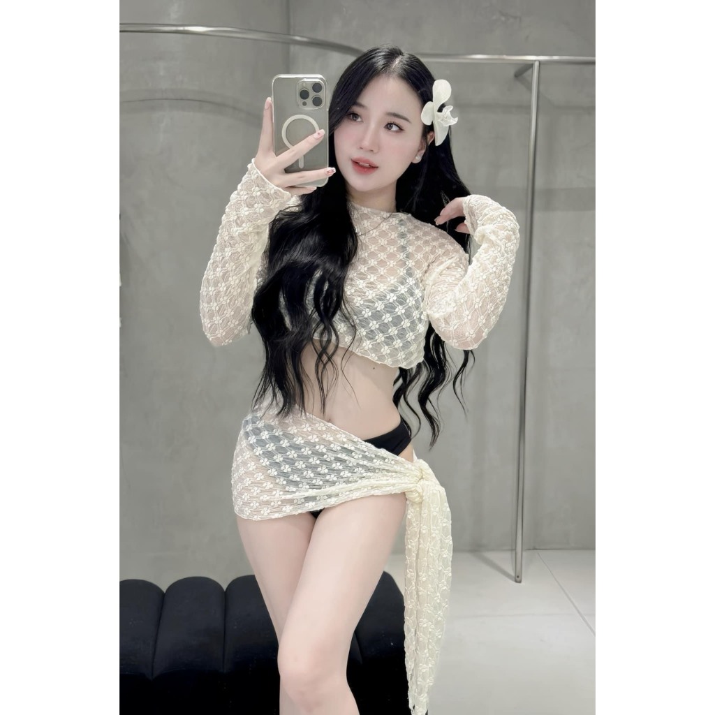 Bikini đồ bơi đi biển bốn chi tiết lưới Hoa Nhí cao cấp [ 4m lưới ren nhí ] BiKiNi HAN.T Shop