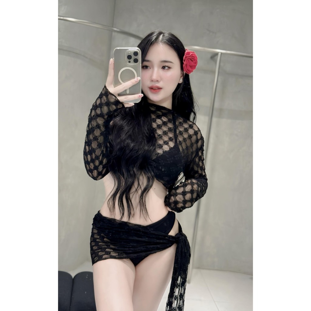 Bikini đồ bơi đi biển bốn chi tiết lưới Hoa Nhí cao cấp [ 4m lưới ren nhí ] BiKiNi HAN.T Shop