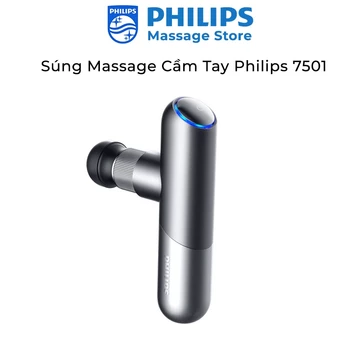 Súng Massage Cầm Tay PHILIPS 7501[BH 24 THÁNG] Máy massage 6 đầu massage thay thế, công Suất 25W lực đấm mạnh 8mm