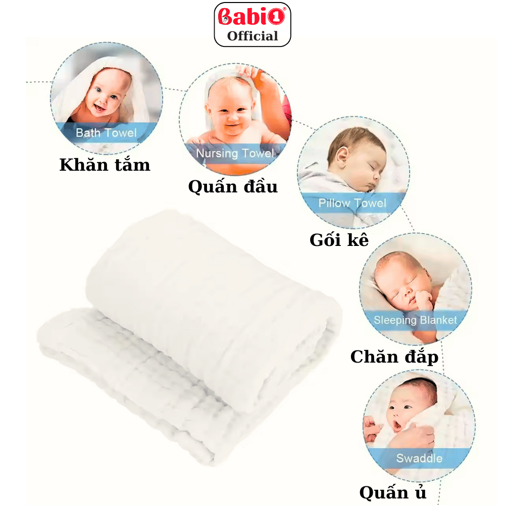 Khăn Tắm Chăn 6 Lớp Babi 1 Xô Muslin Xuất Nhật Cho Bé Size Lớn