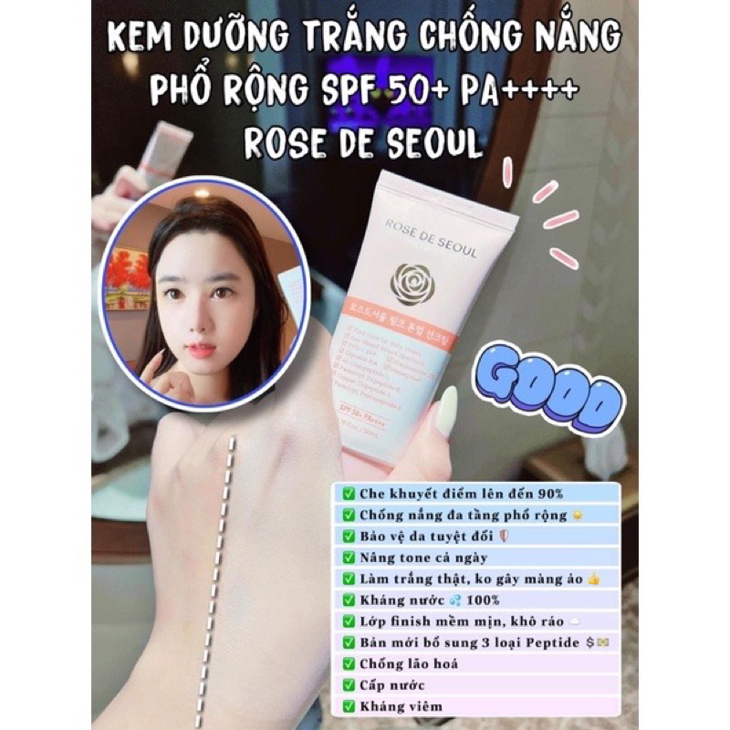 Combo Kem chống nắng Rose de Seoul + Sữa rửa mặt Rose de Seoul IS476