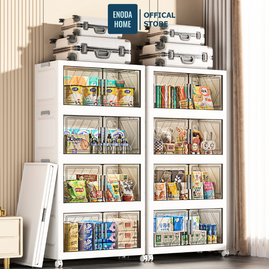 Tủ Đựng Đồ Phòng Khách Enoda Home, Tủ Nhựa Gấp Gọn Đựng Đồ Ăn Vặt, Đồ Dùng Gia Đình Thiết Kế Sang Trọng TUN046
