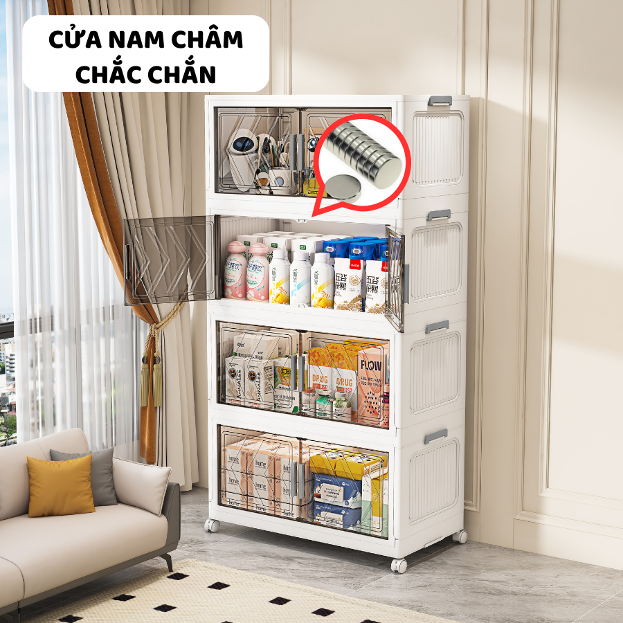 Tủ Đựng Đồ Phòng Khách Enoda Home, Tủ Nhựa Gấp Gọn Đựng Đồ Ăn Vặt, Đồ Dùng Gia Đình Thiết Kế Sang Trọng TUN046