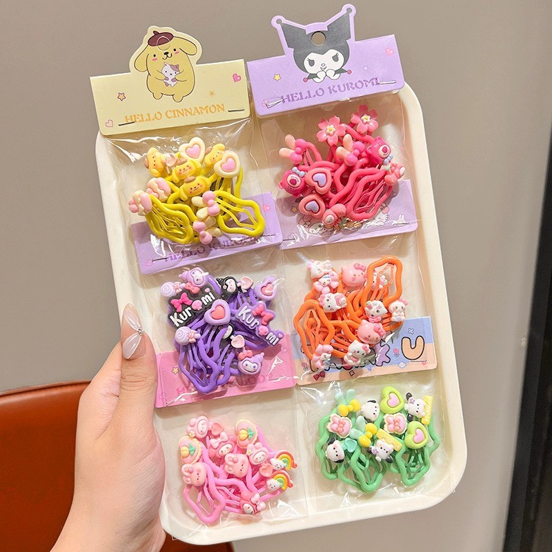 Set 10 Kẹp Cặp Cột Tóc Nhiều Chi Tiết Cho Bé Gái Korumi Hoạt Hình Cute Xinh Xắn (   hot)