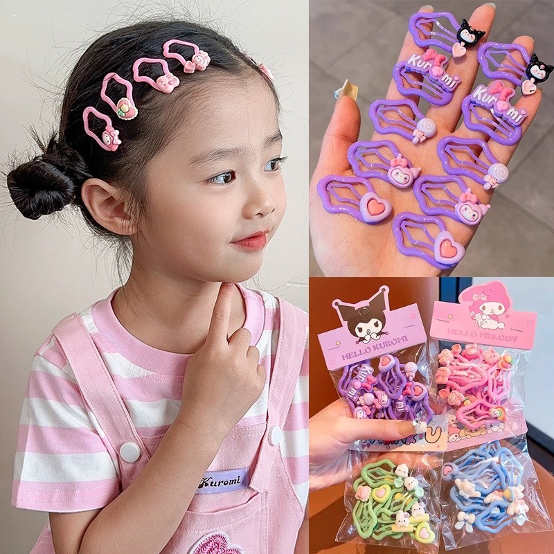 Set 10 Kẹp Cặp Cột Tóc Nhiều Chi Tiết Cho Bé Gái Korumi Hoạt Hình Cute Xinh Xắn (   hot)
