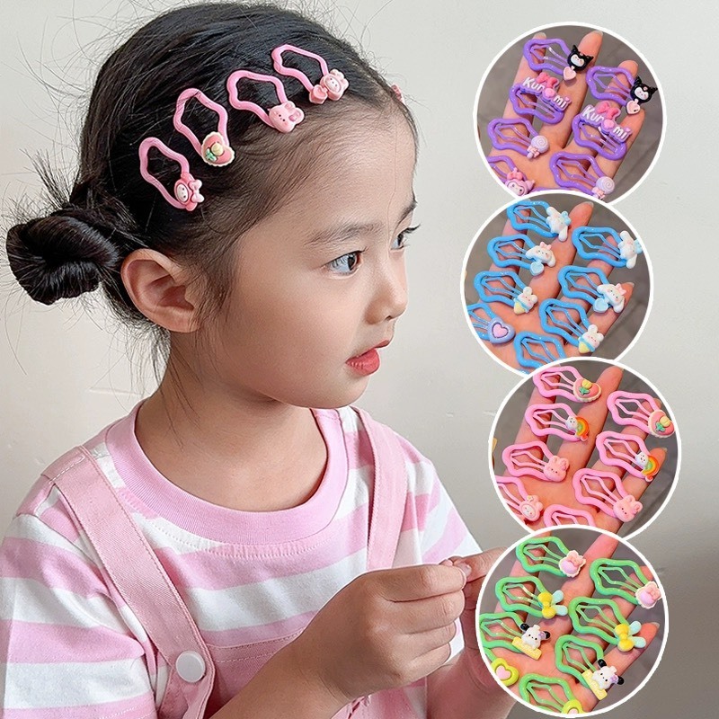 Set 10 Kẹp Cặp Cột Tóc Nhiều Chi Tiết Cho Bé Gái Korumi Hoạt Hình Cute Xinh Xắn (   hot)