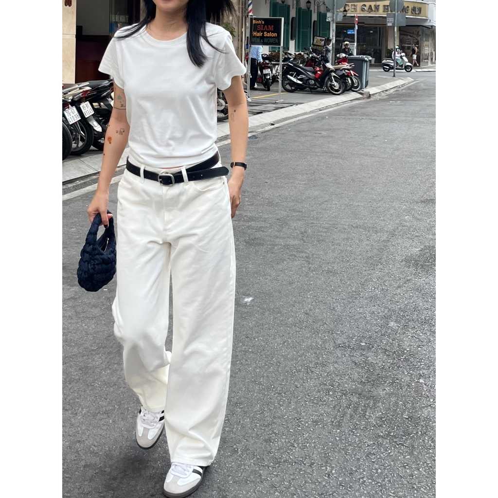 Ảnh TheBlueTshirt - Áo thun trơn nữ tay ngắn phom suông cho nữ - Everyday Tee 100% Natural Cotton - Women 4