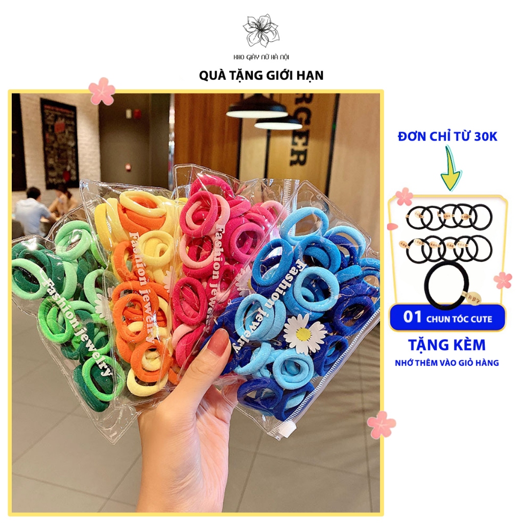 SET 50 Chun Buộc Tóc Cho Bé Nhiều Màu tặng kèm túi ZIP