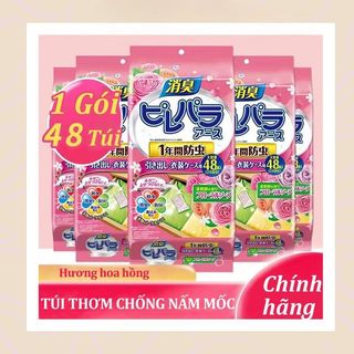 Gói 48 Túi Thơm Chống Nấm Mốc Hương Hoa Hồng, Khử Mùi Hôi, Chống Ẩm Mốc, Để Tủ Quần Áo, Tủ Giày - DUY MART