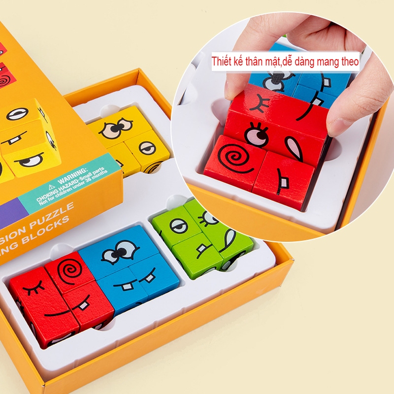 Rubik cảm xúc Emoji Rubic biến thể - Đồ chơi trẻ em Boardgame đối kháng trí tuệ phát triển tư duy thay đổi khuôn mặt