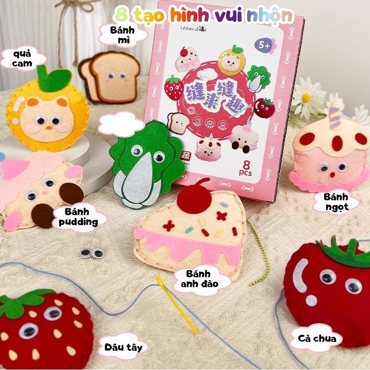 Bộ đồ chơi dụng cụ may vá thủ công cho bé kèm kim khâu và chỉ, bộ dụng cụ máy vá cho bé rèn tính tập trung kiên nhẫn